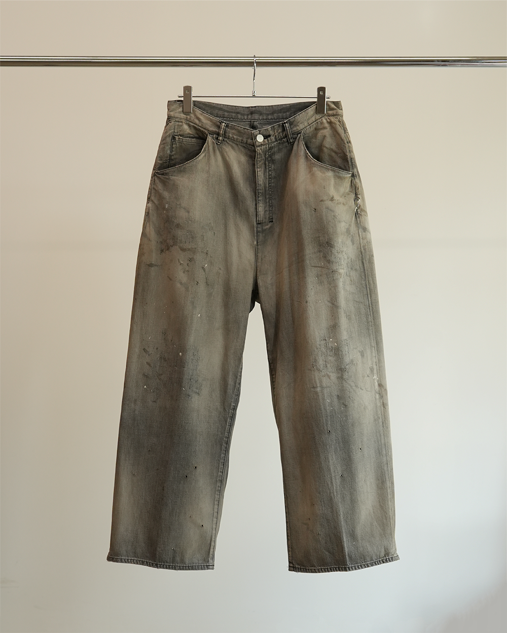 ANCELLM LIGHT OZ WIDE STRAIGHT DENIM PANTS (BLACK)