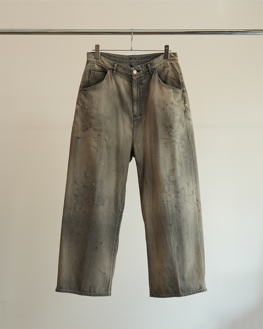ANCELLM LIGHT OZ WIDE STRAIGHT DENIM PANTS (BLACK)