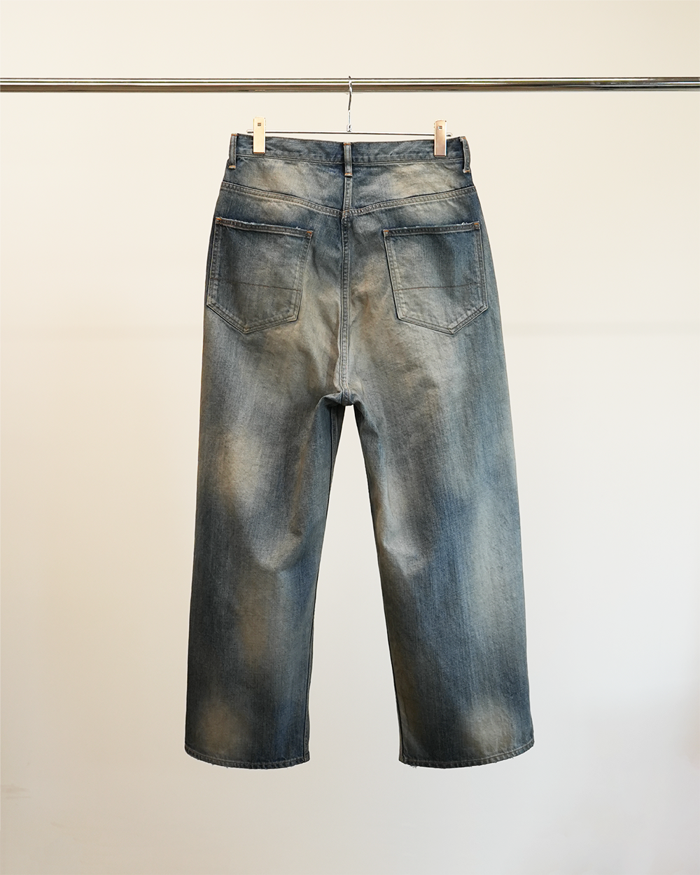 ANCELLM DAMAGE WIDE 5P DENIM PANTS (INDIGO)