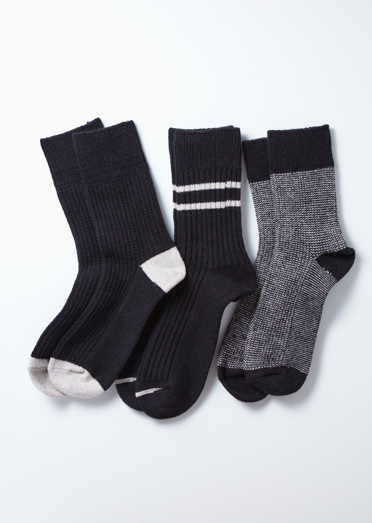 RoToTo RECYCLE COTTON / WOOL DAILY 3 PACK SOCKS