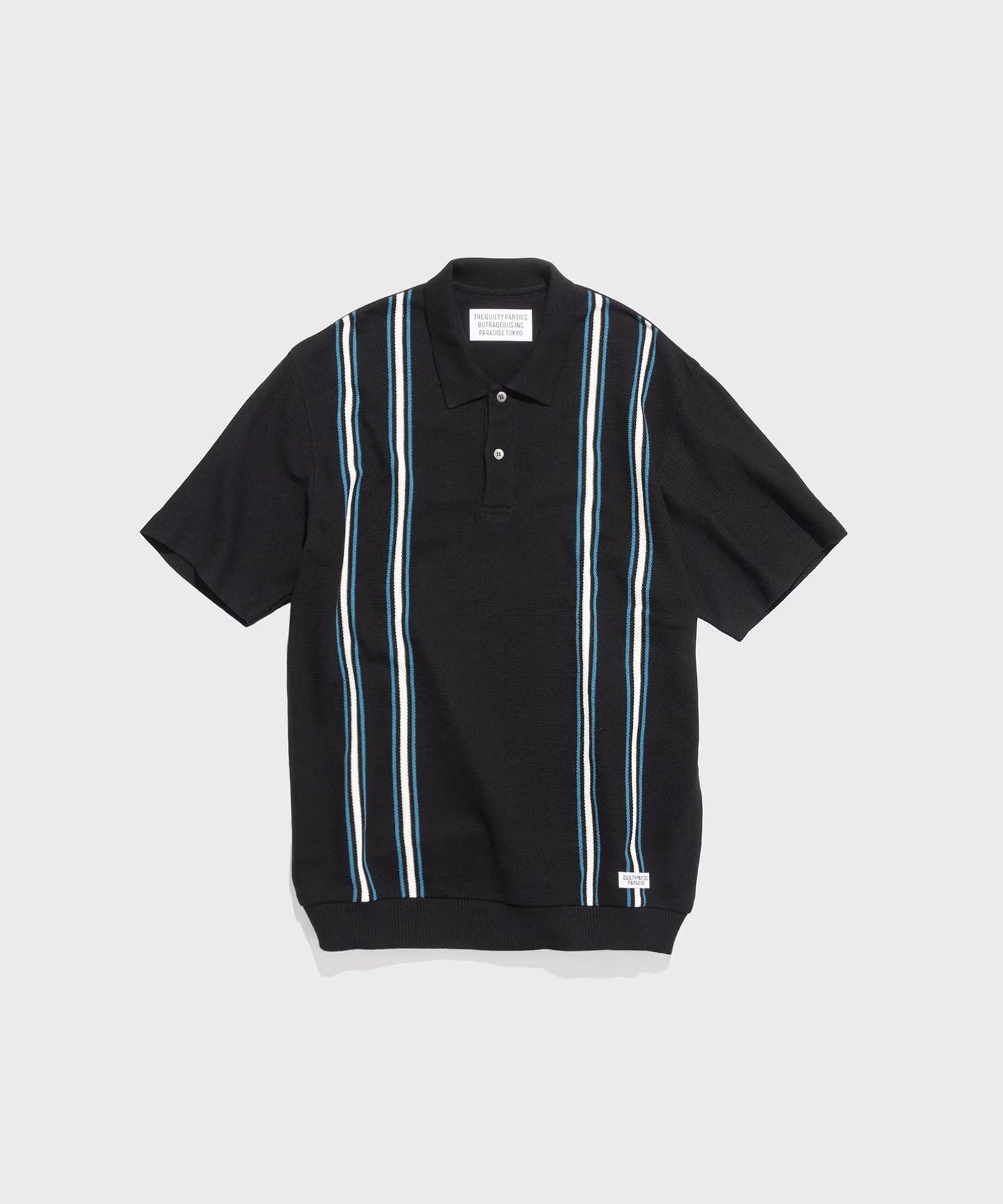 WACKO MARIA STRIPED KNIT POLO SHIRT