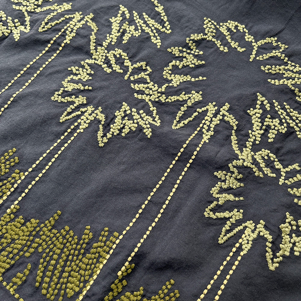 REMI RELIEF Cotton silk aloha shirt S/S (embroidery: palm tree)
