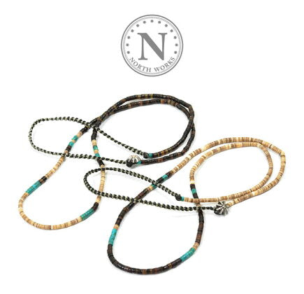NORTH WORKS Shell & TQ Heishi Necklace D-608