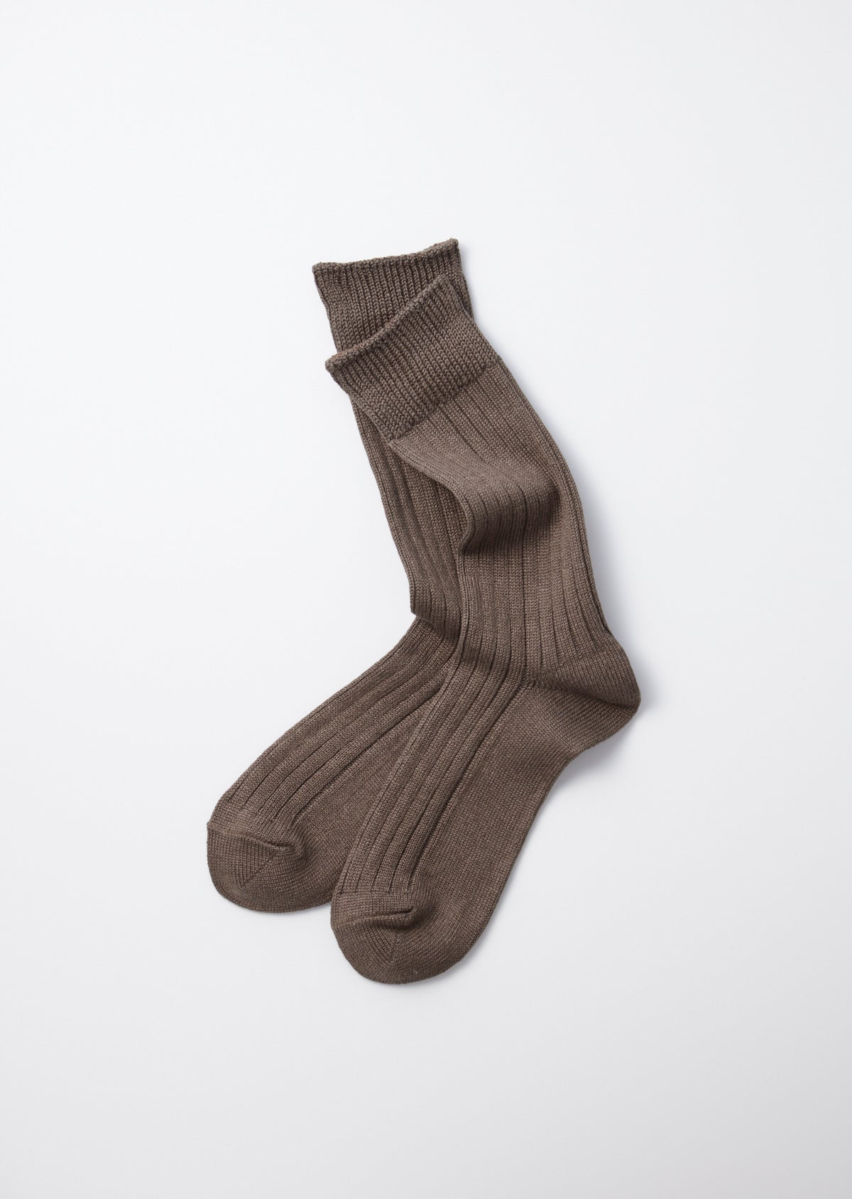 RoToTo LINEN COTTON RIBBED CREW SOCKS