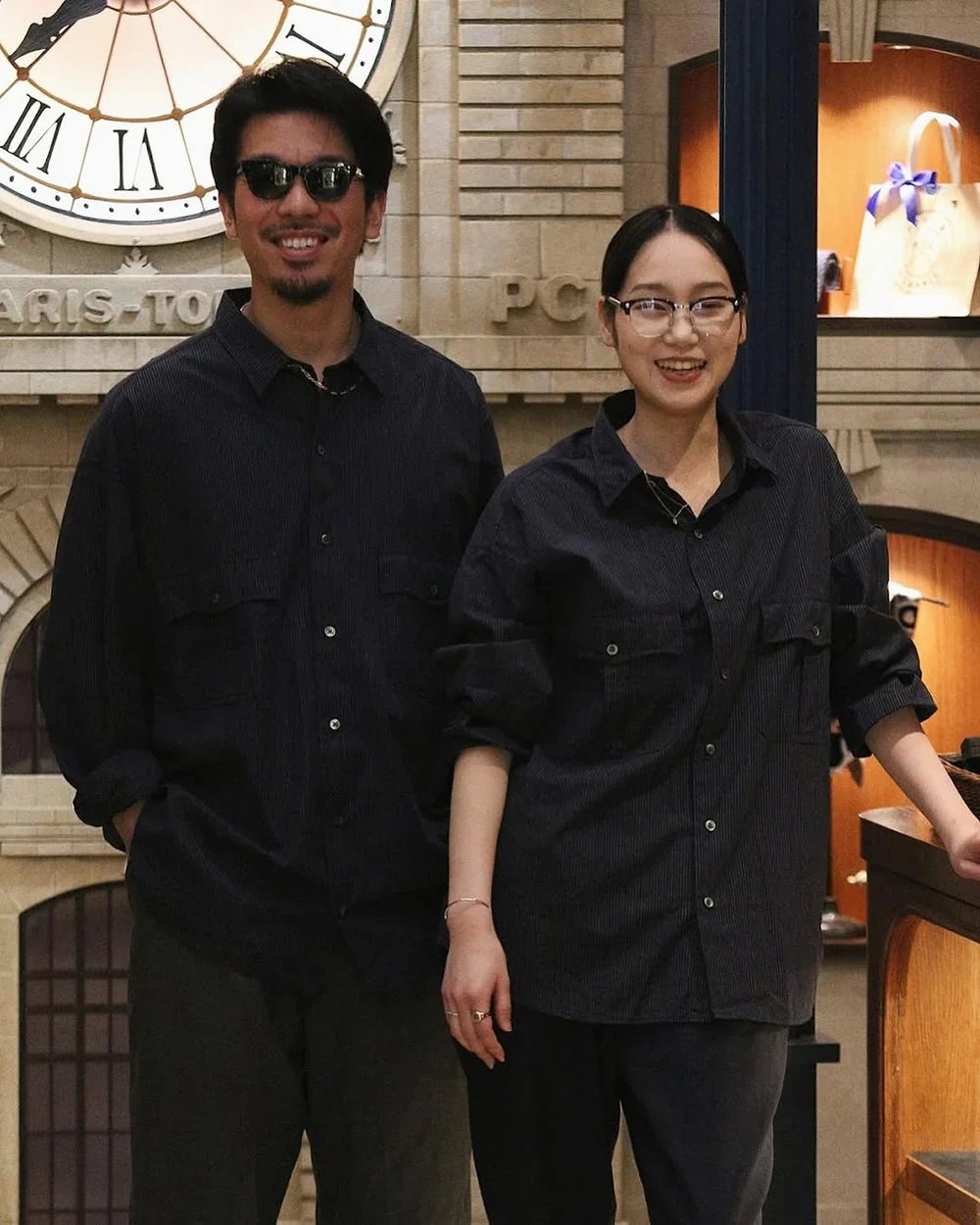 Porter Classic ROLL UP PIN STRIPE SHIRT