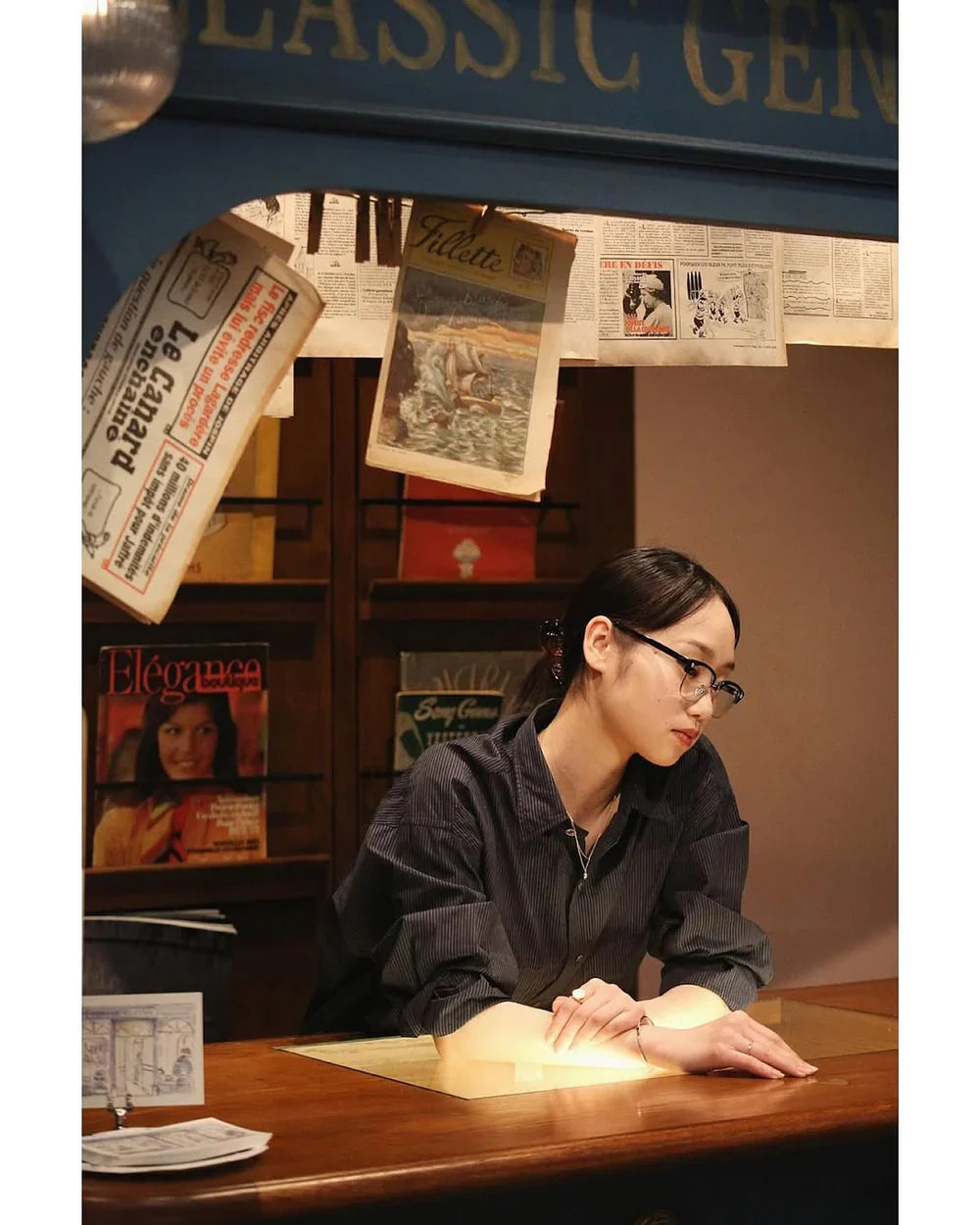 Porter Classic ROLL UP PIN STRIPE SHIRT