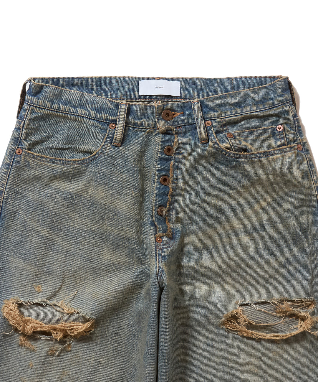SUGARHILL DAMAGED MODERN DENIM PANTS WIDE CUT