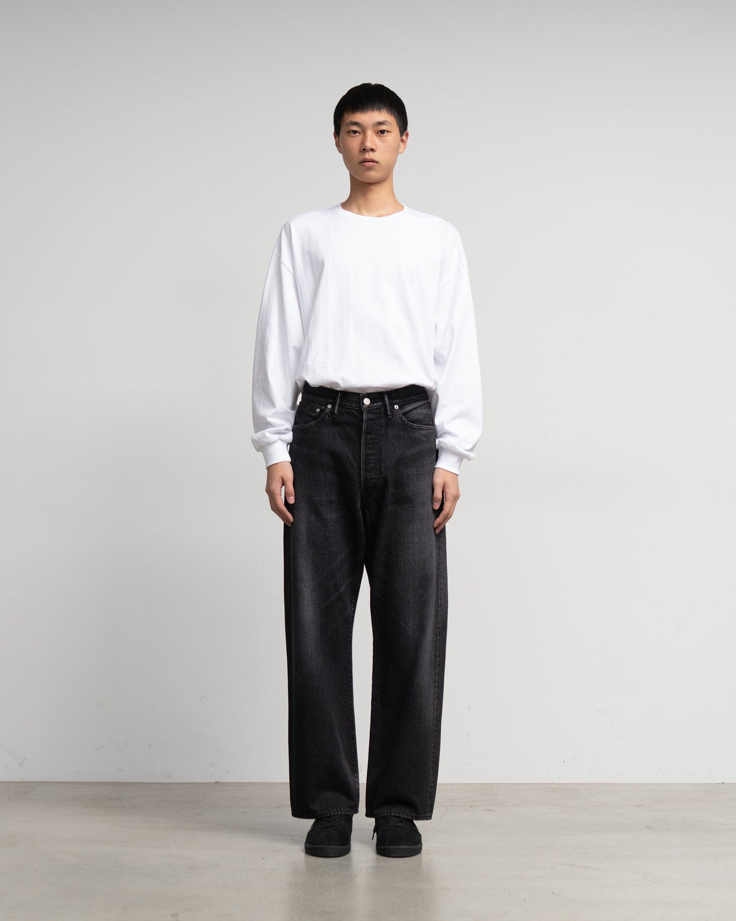 Graphpaper Selvage Denim Five Pocket Wide Straight Pants - DARK FADE