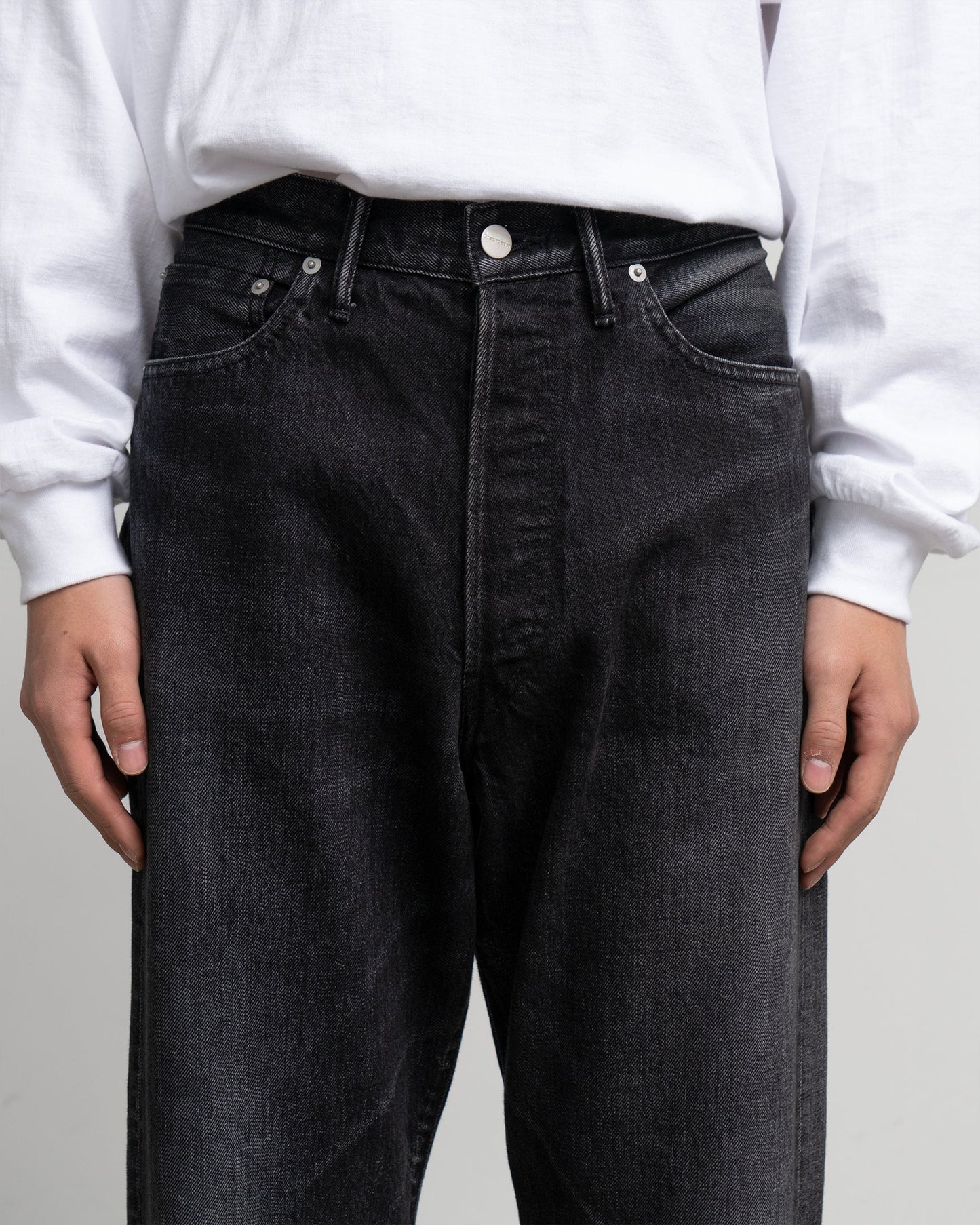 Graphpaper Selvage Denim Five Pocket Wide Straight Pants - DARK FADE