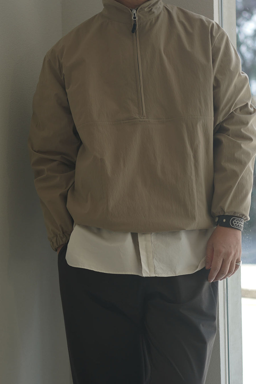 STILL BY HAND Half Zip Blouson