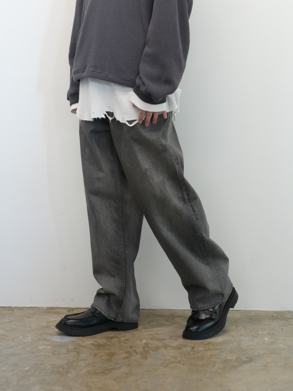 ANCELLM AGING STRAIGHT 5P DENIM PANTS