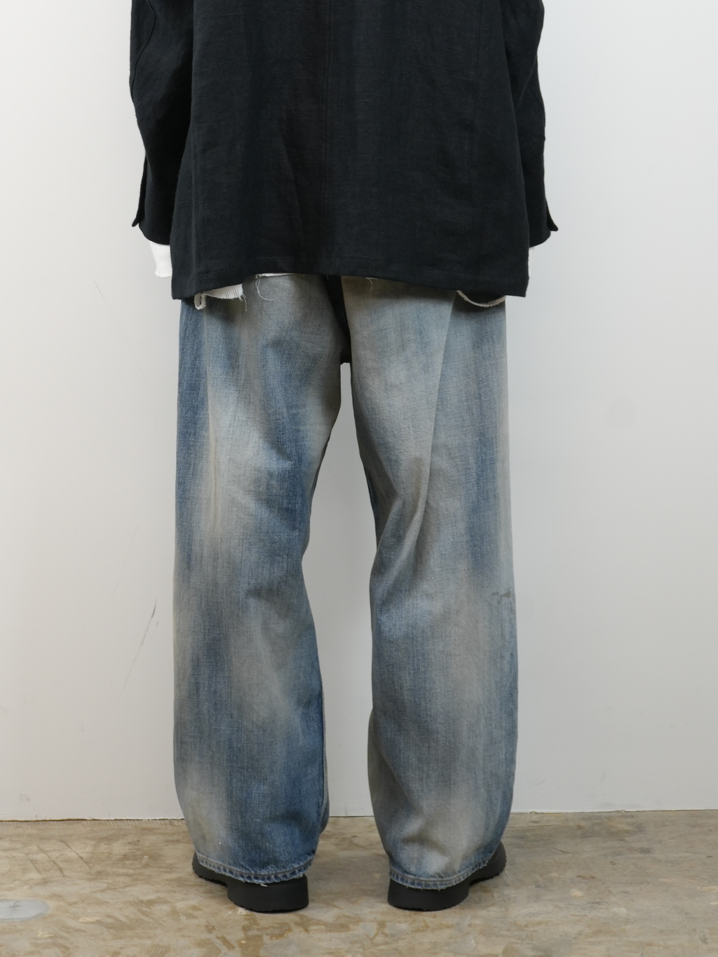 ANCELLM DAMAGE WIDE 5P DENIM PANTS (INDIGO)