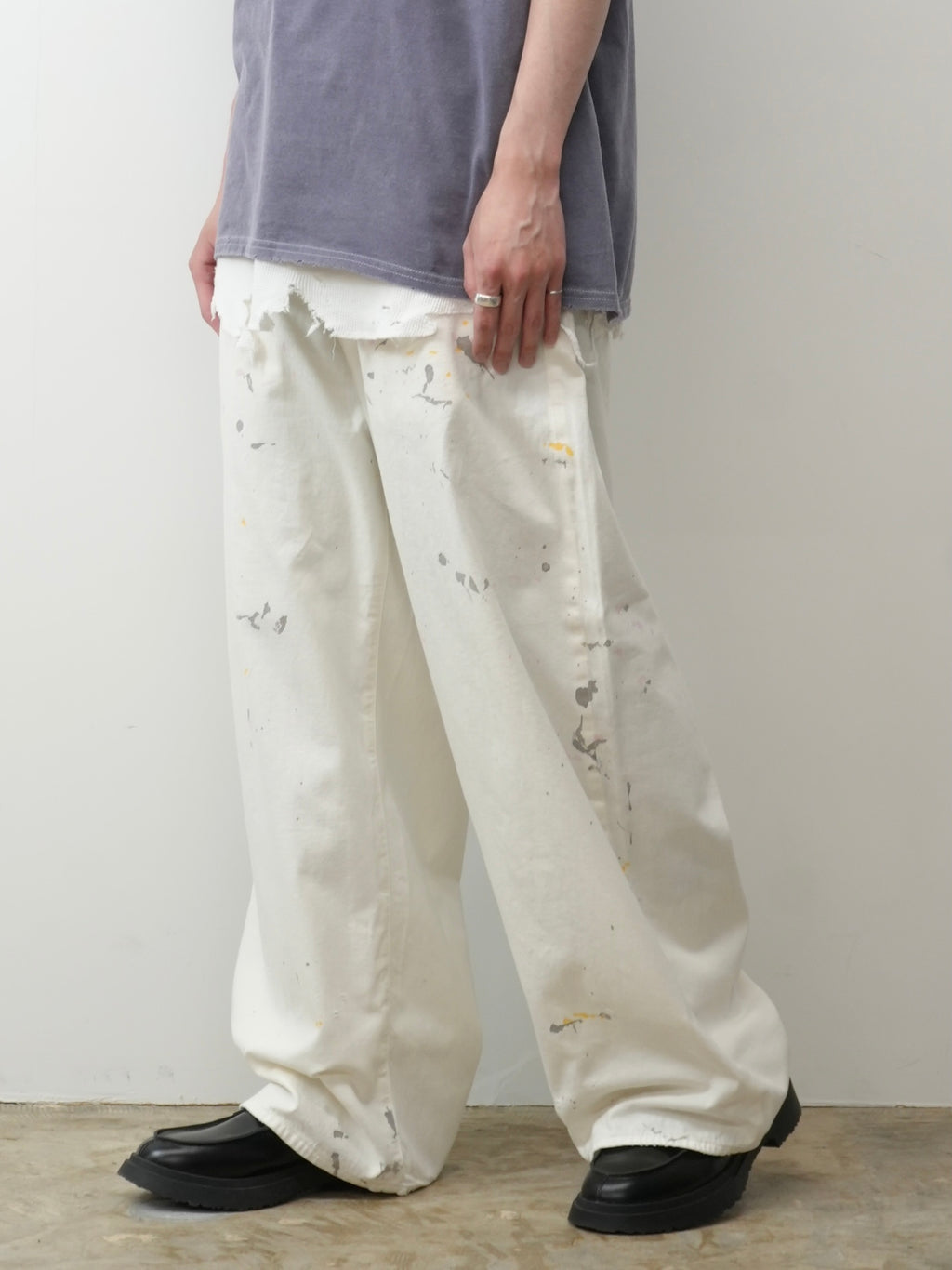 ANCELLM LIGHT OZ WIDE STRAIGHT DENIM PANTS (WHITE)