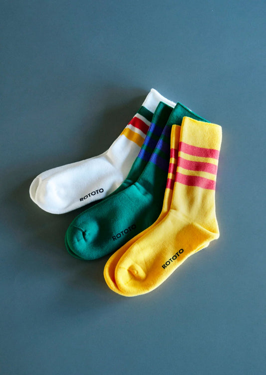 RoToTo FINE PILE STRIPED CREW SOCKS