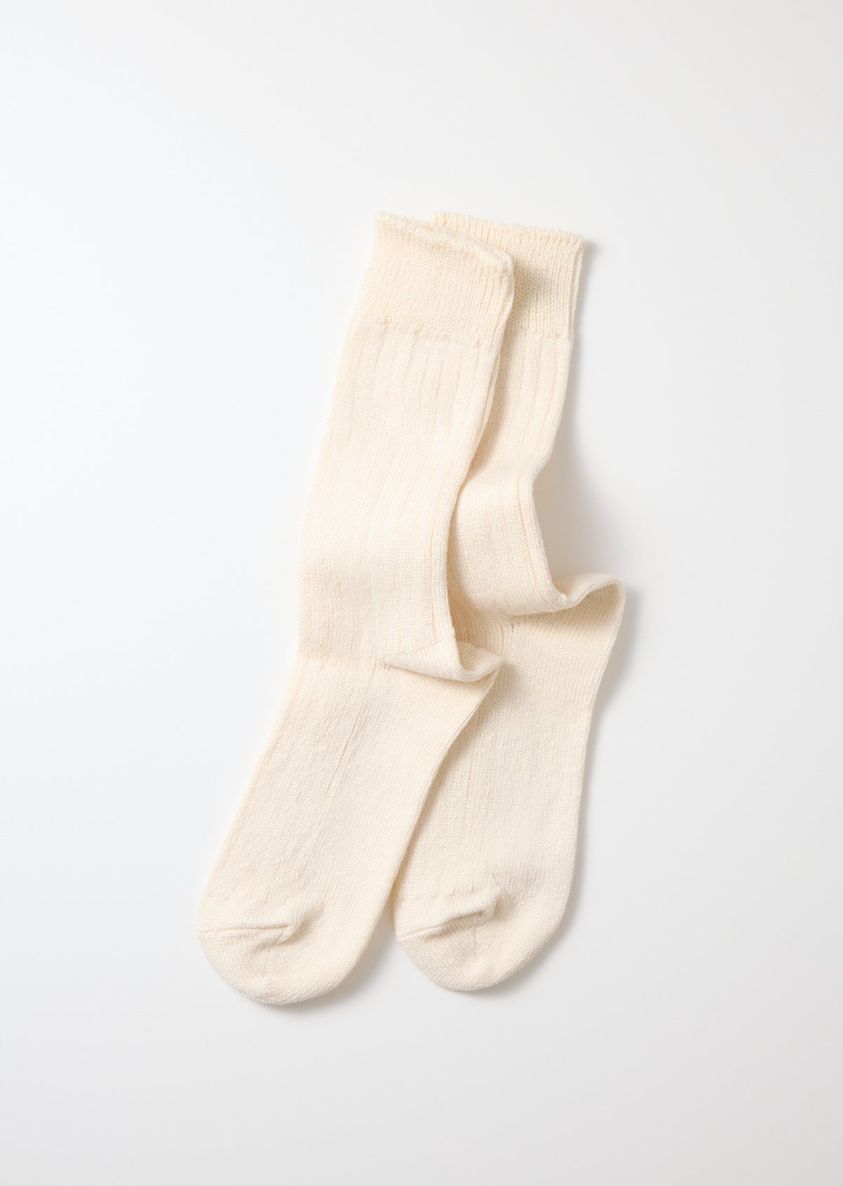 RoToTo LINEN COTTON RIBBED CREW SOCKS