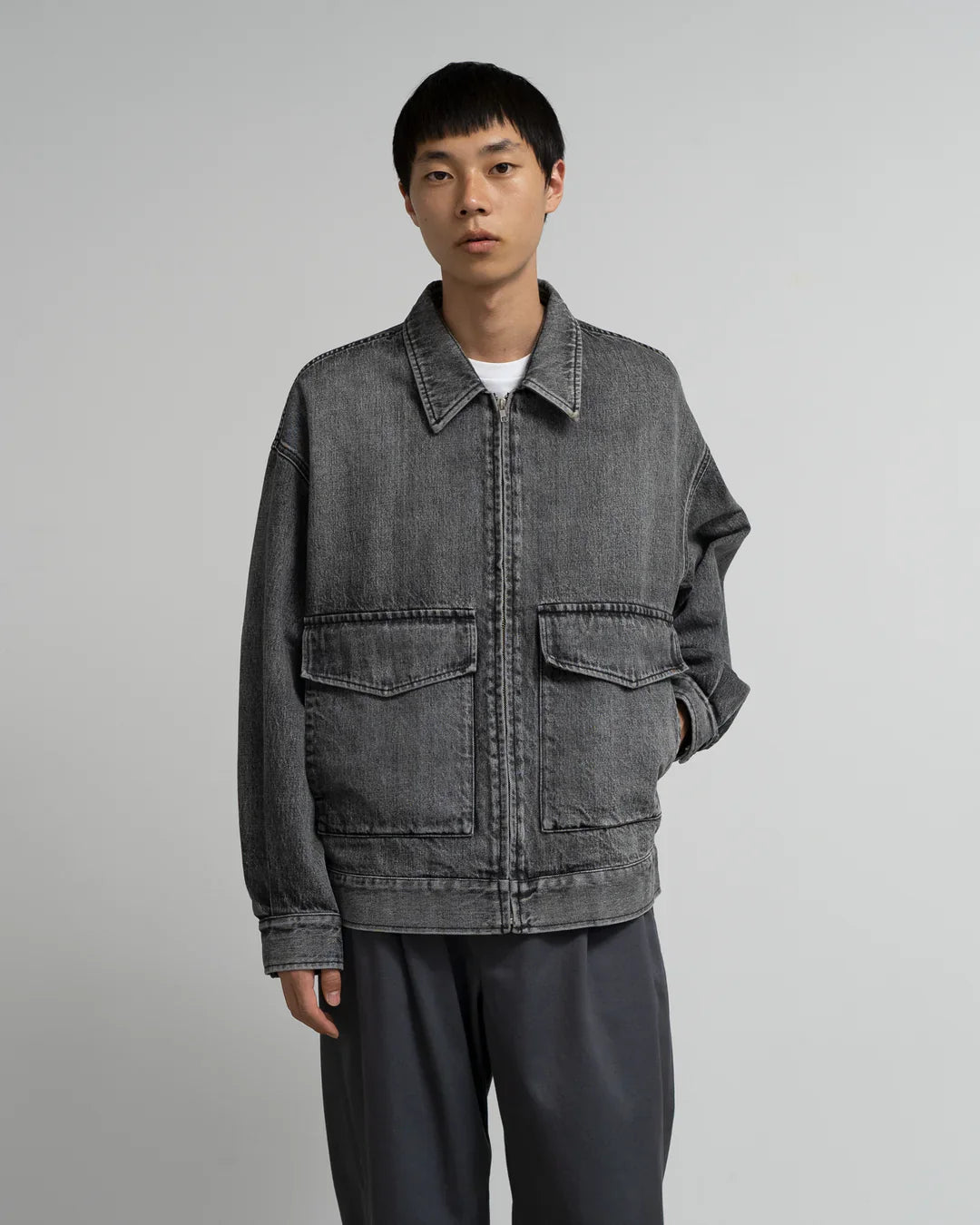 Graphpaper Selvage Denim Zip Jacket - LIGHT FADE