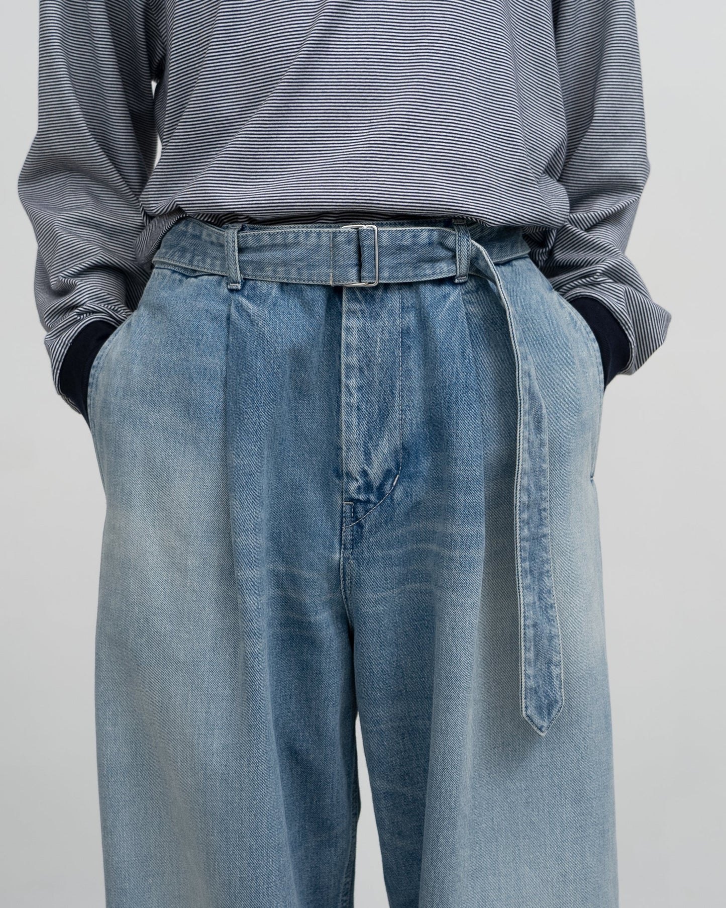Graphpaper Selvage Denim Belted Pants - LIGHT FADE