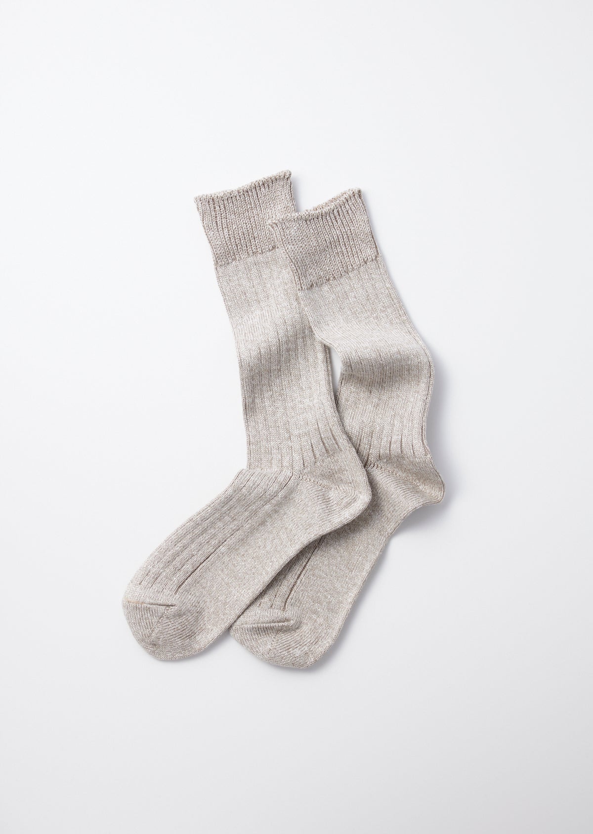 RoToTo LINEN COTTON RIBBED CREW SOCKS