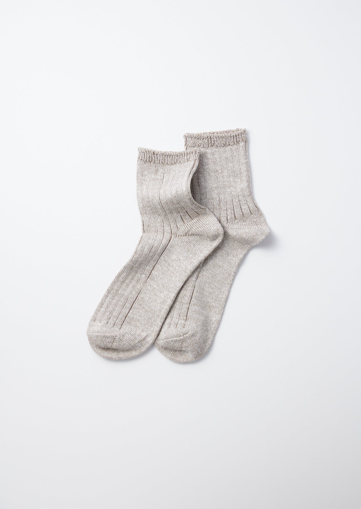 RoToTo LINEN COTTON RIBBED ANKLE SOCKS