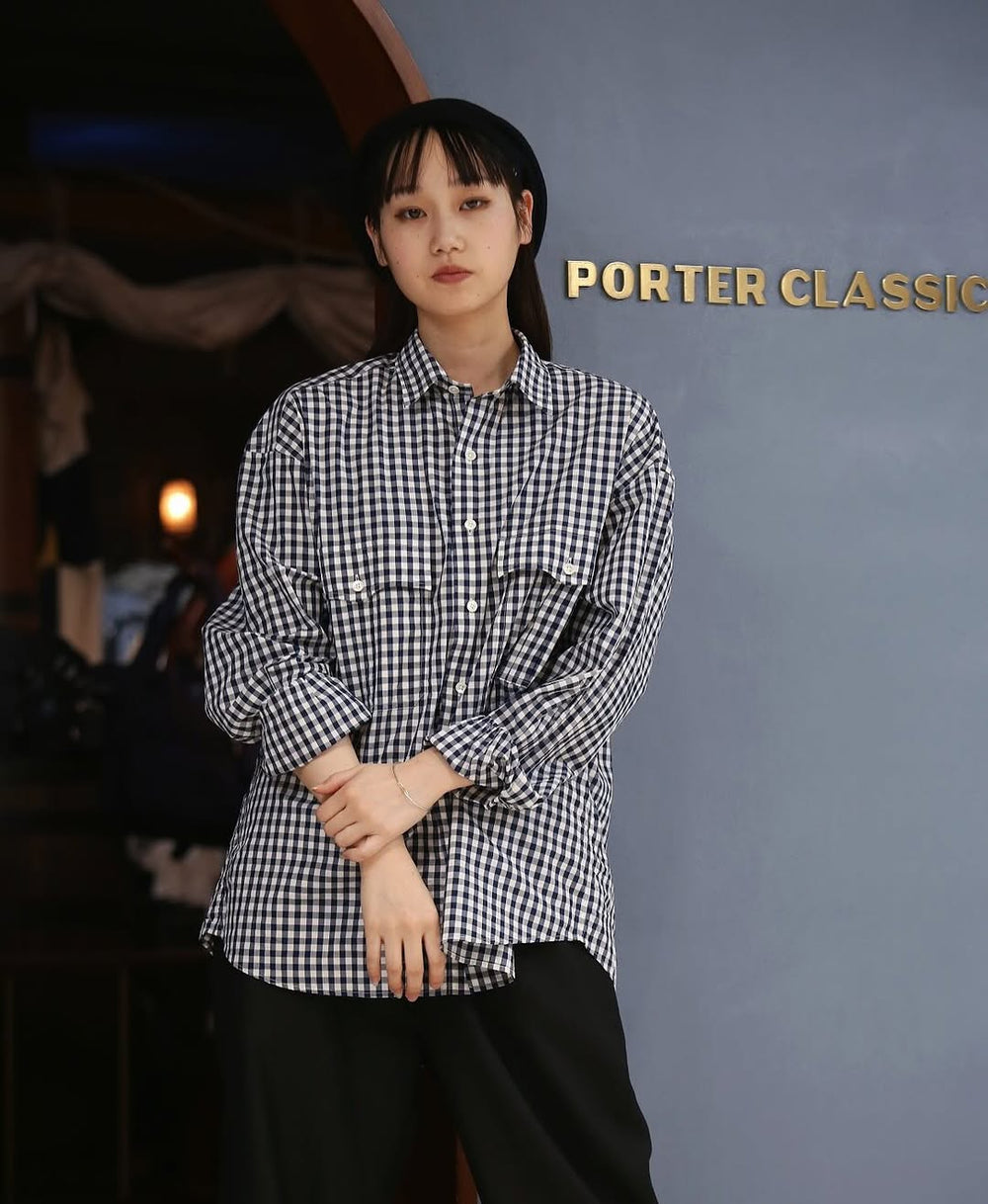Porter Classic ROLL UP GINGHAM CHECK SHIRT