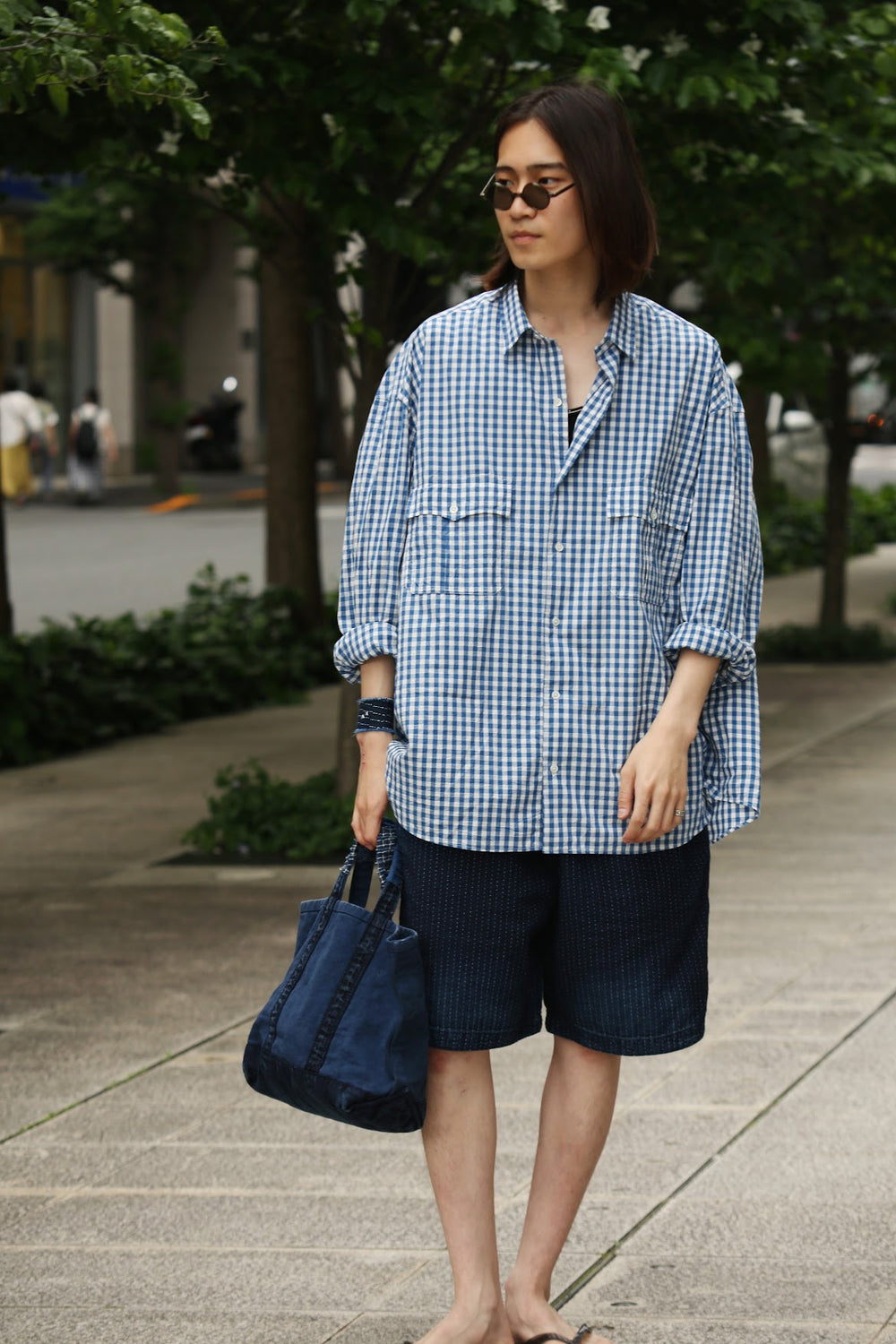 Porter Classic ROLL UP GINGHAM CHECK SHIRT