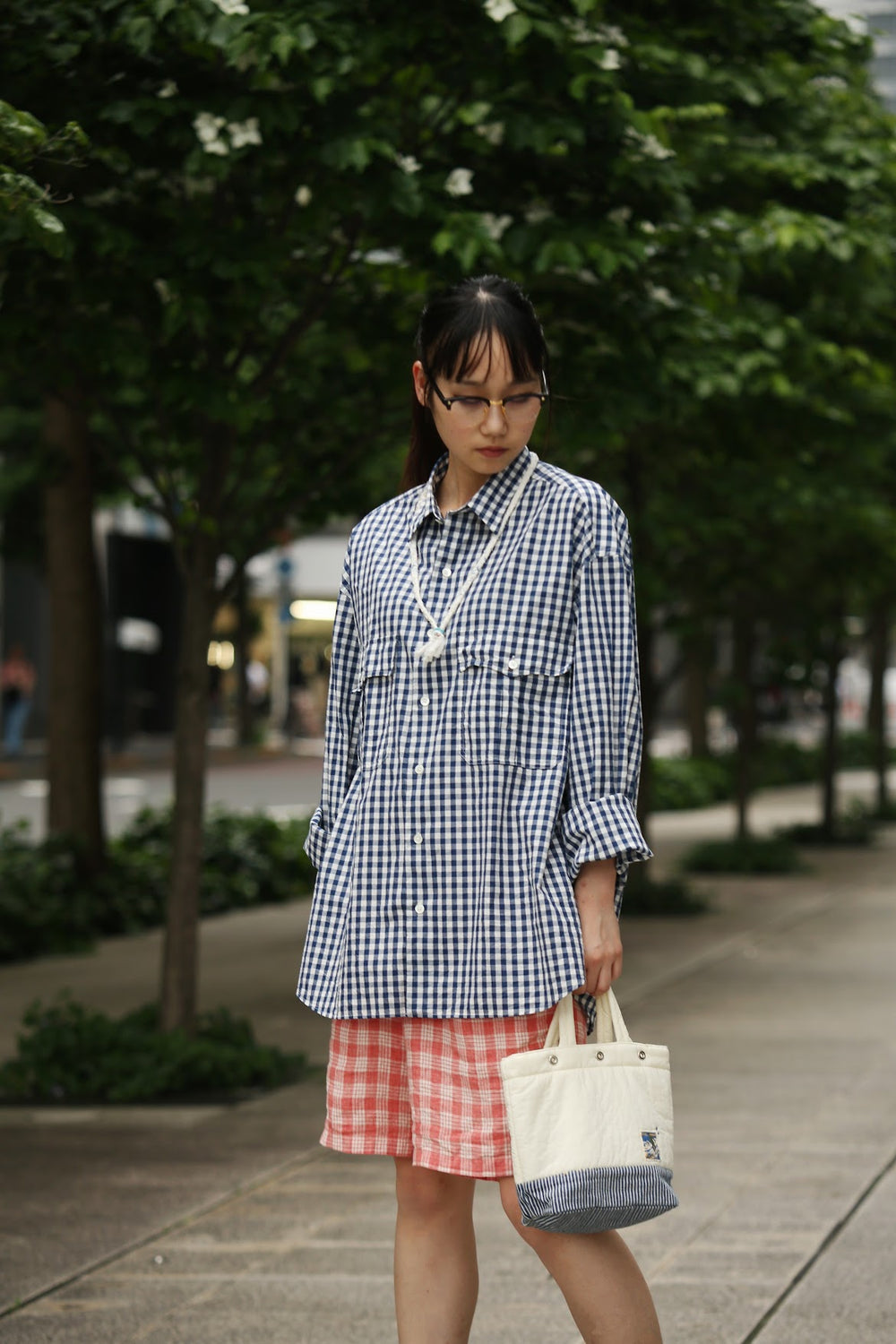 Porter Classic ROLL UP GINGHAM CHECK SHIRT
