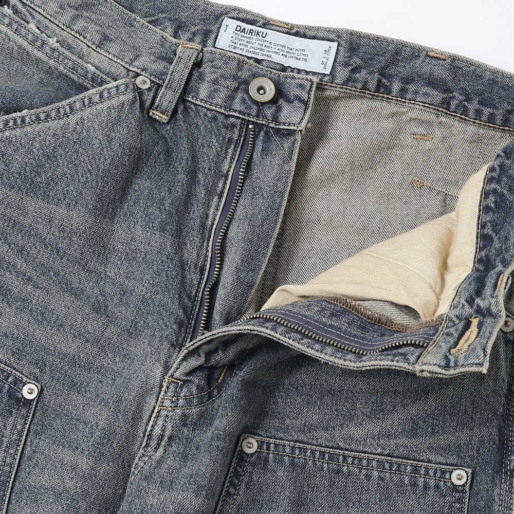 DAIRIKU Vintage Washed Painter Denim Wide Pants