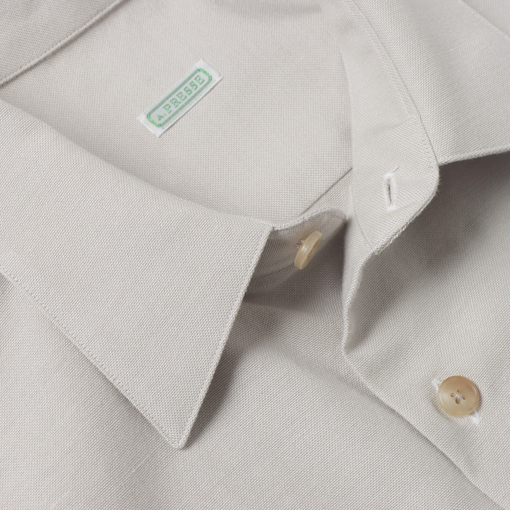 A.PRESSE Silk Cotton Oxford Regular Collar Shirt