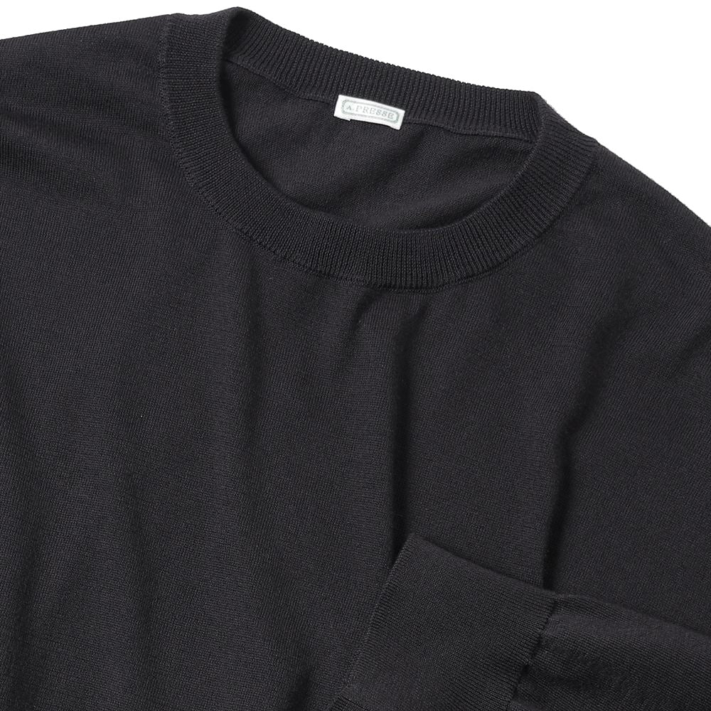 A.PRESSE Wool Cotton High Gauge Crew Neck Sweater