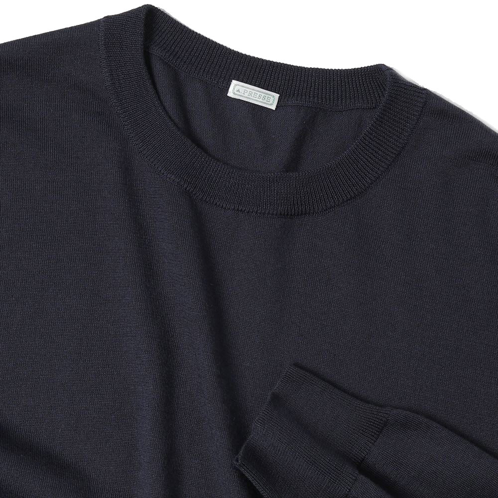 A.PRESSE Wool Cotton High Gauge Crew Neck Sweater