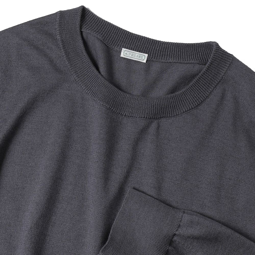 A.PRESSE Wool Cotton High Gauge Crew Neck Sweater