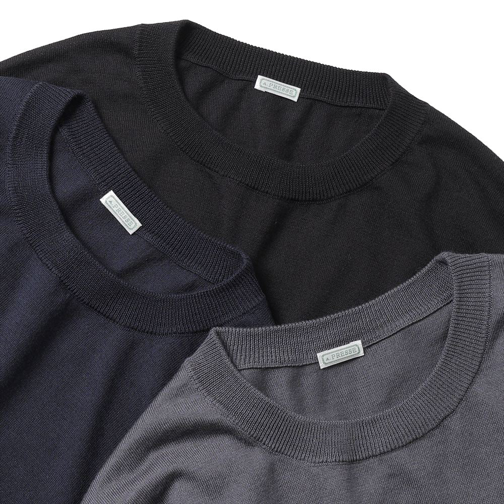 A.PRESSE Wool Cotton High Gauge Crew Neck Sweater