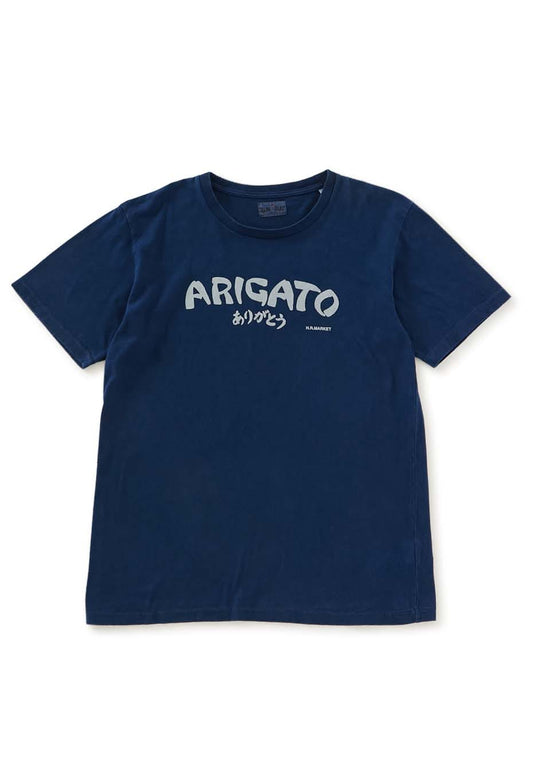 BLUE BLUE JAPAN ARIGATO bassen Indigo T-shirt