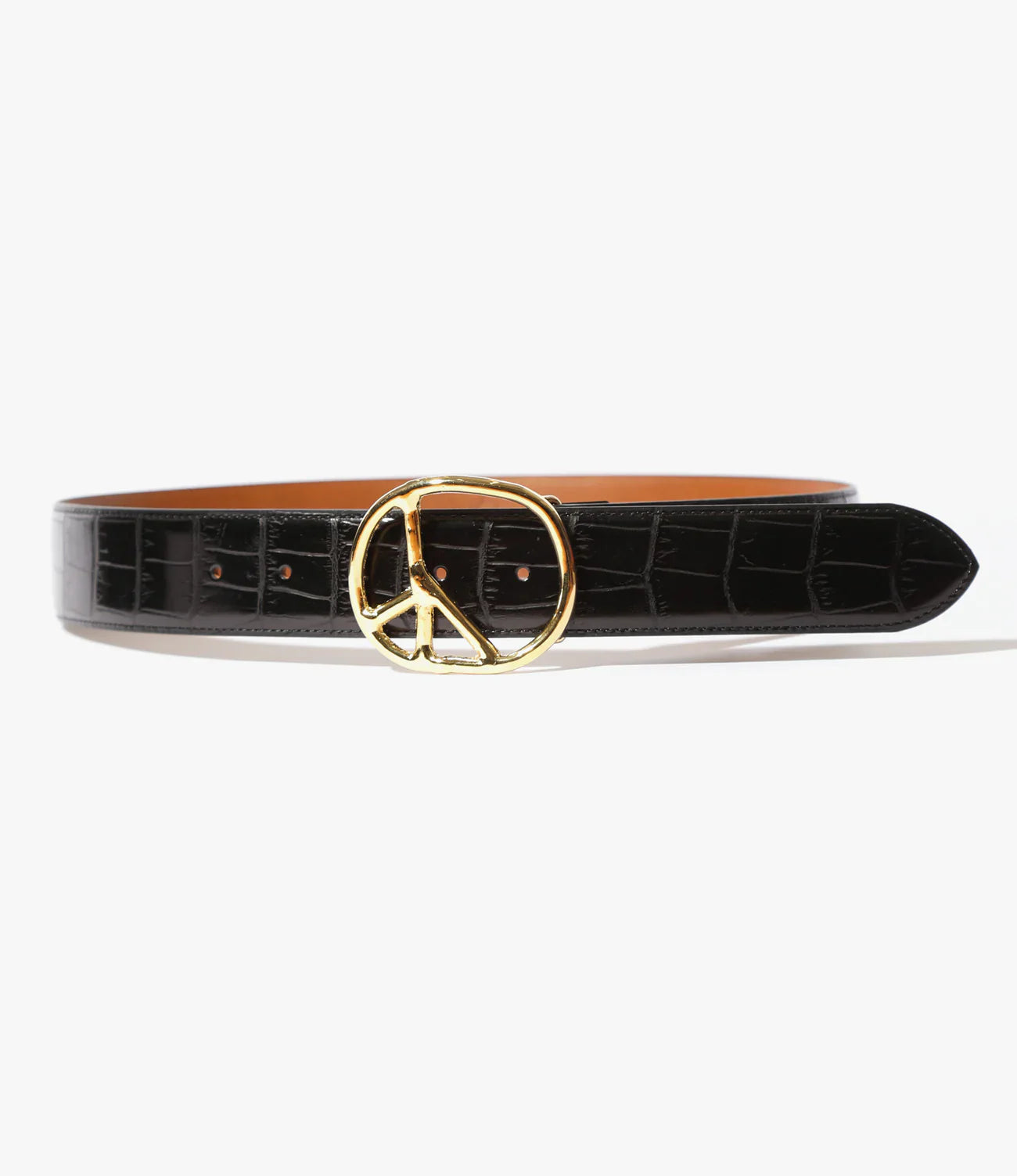 Needles Peace Buckle Belt - Crocodile Embossed Leather