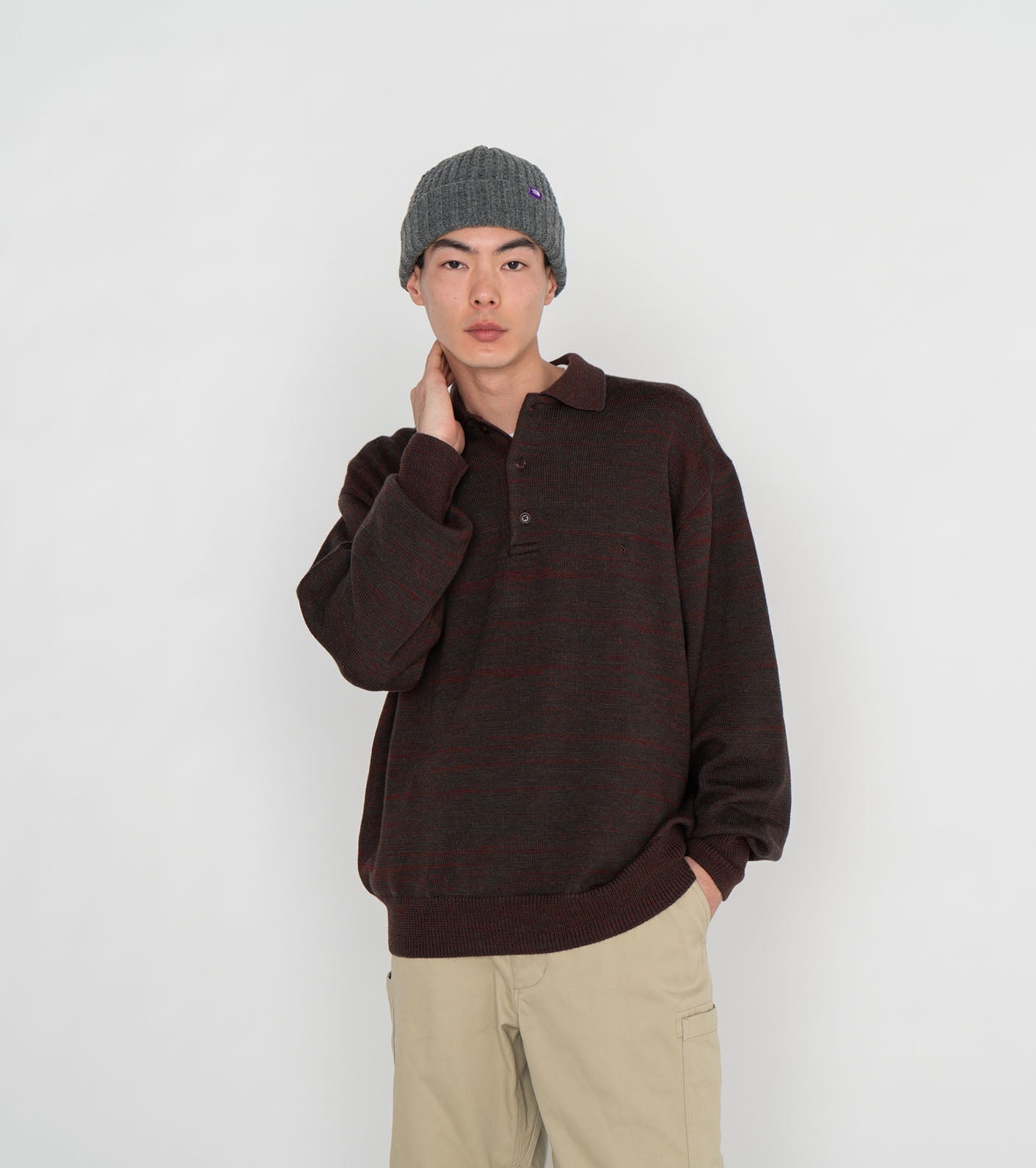 THE NORTH FACE PURPLE LABEL Merino Field Striped Polo Sweater