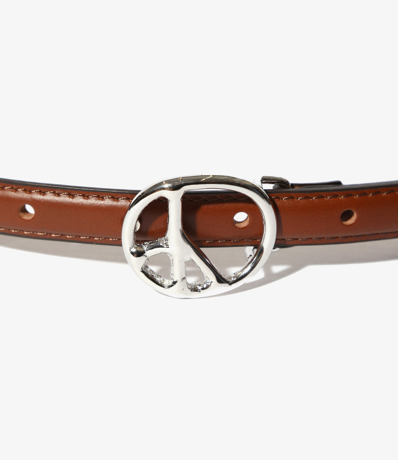 Needles Peace Buckle Narrow Belt - Steer