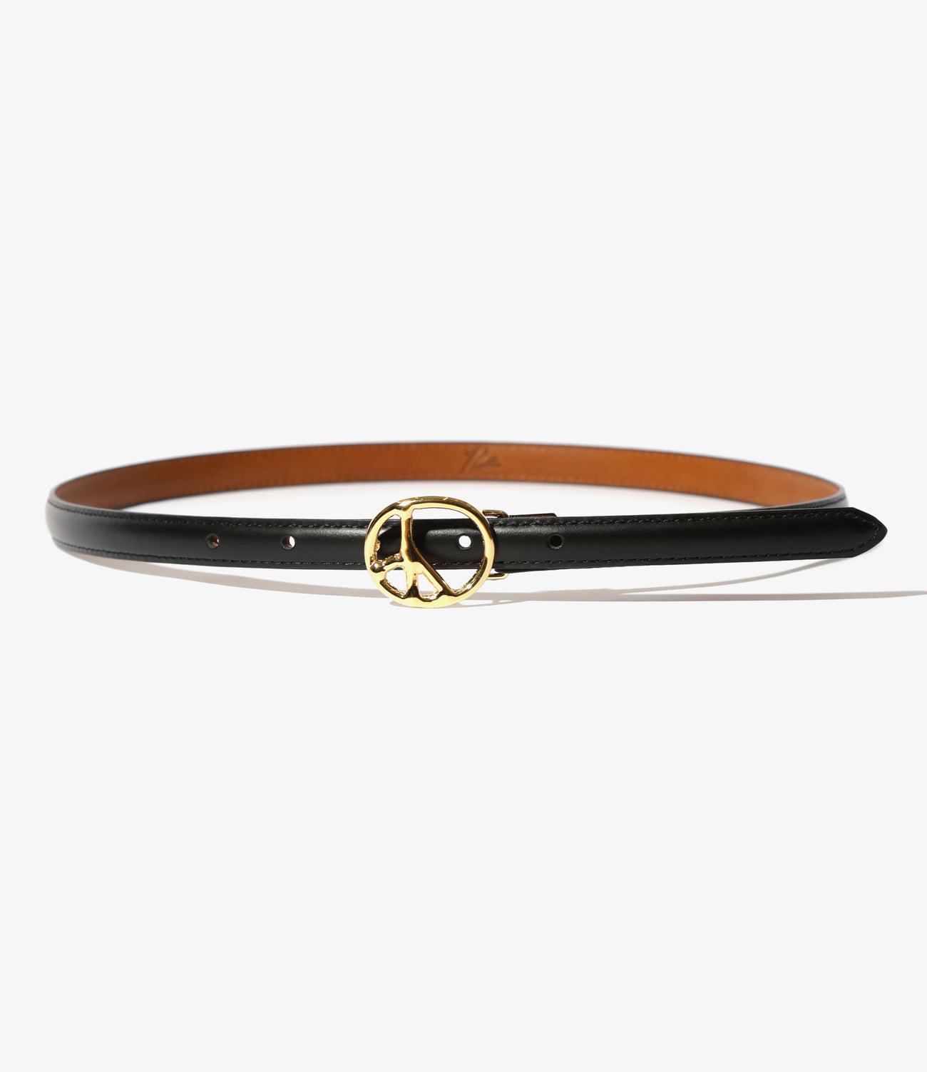 Needles Peace Buckle Narrow Belt - Steer