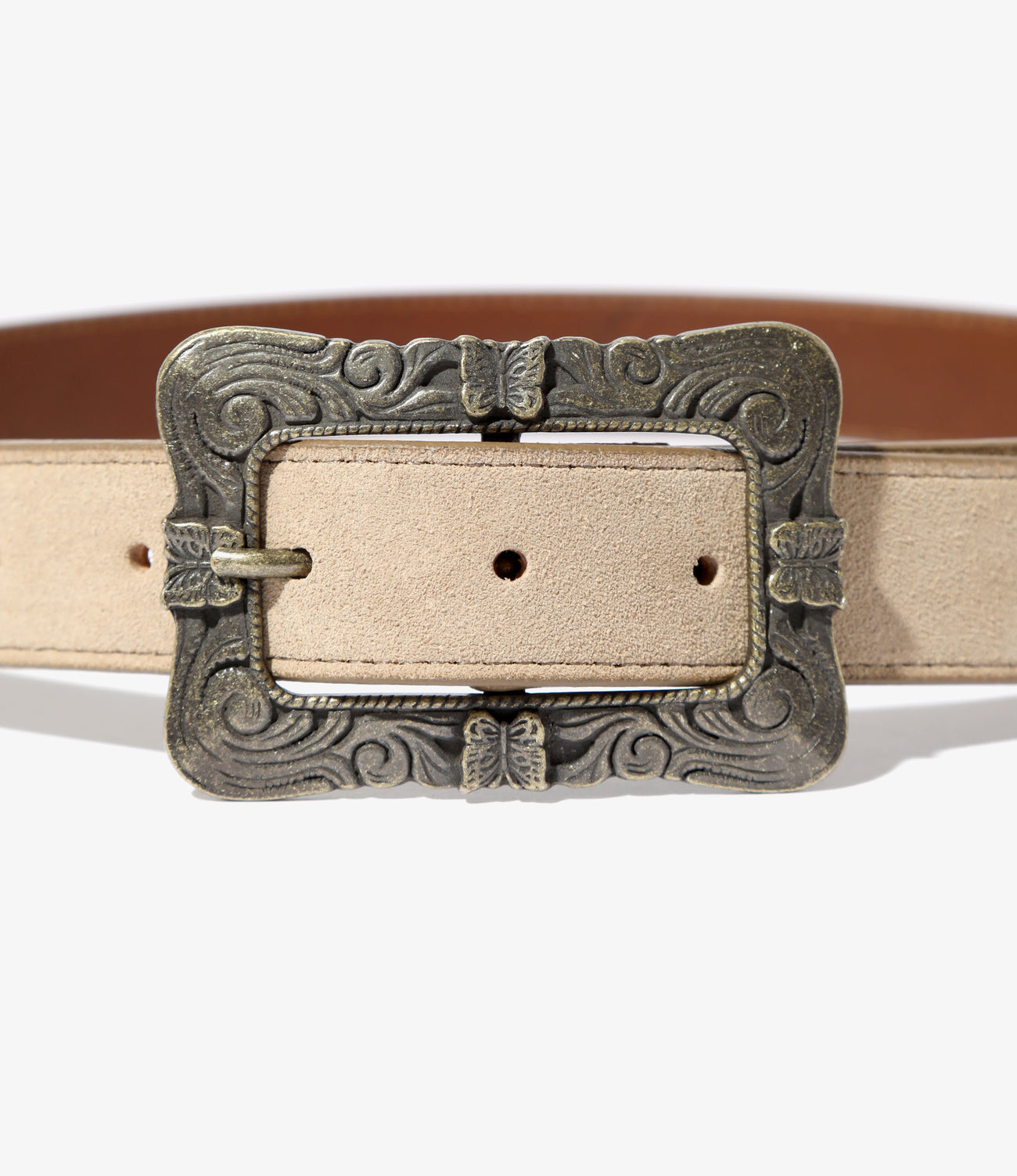 Needles Papillon Sq. Buckle Belt-Suede Lthr.