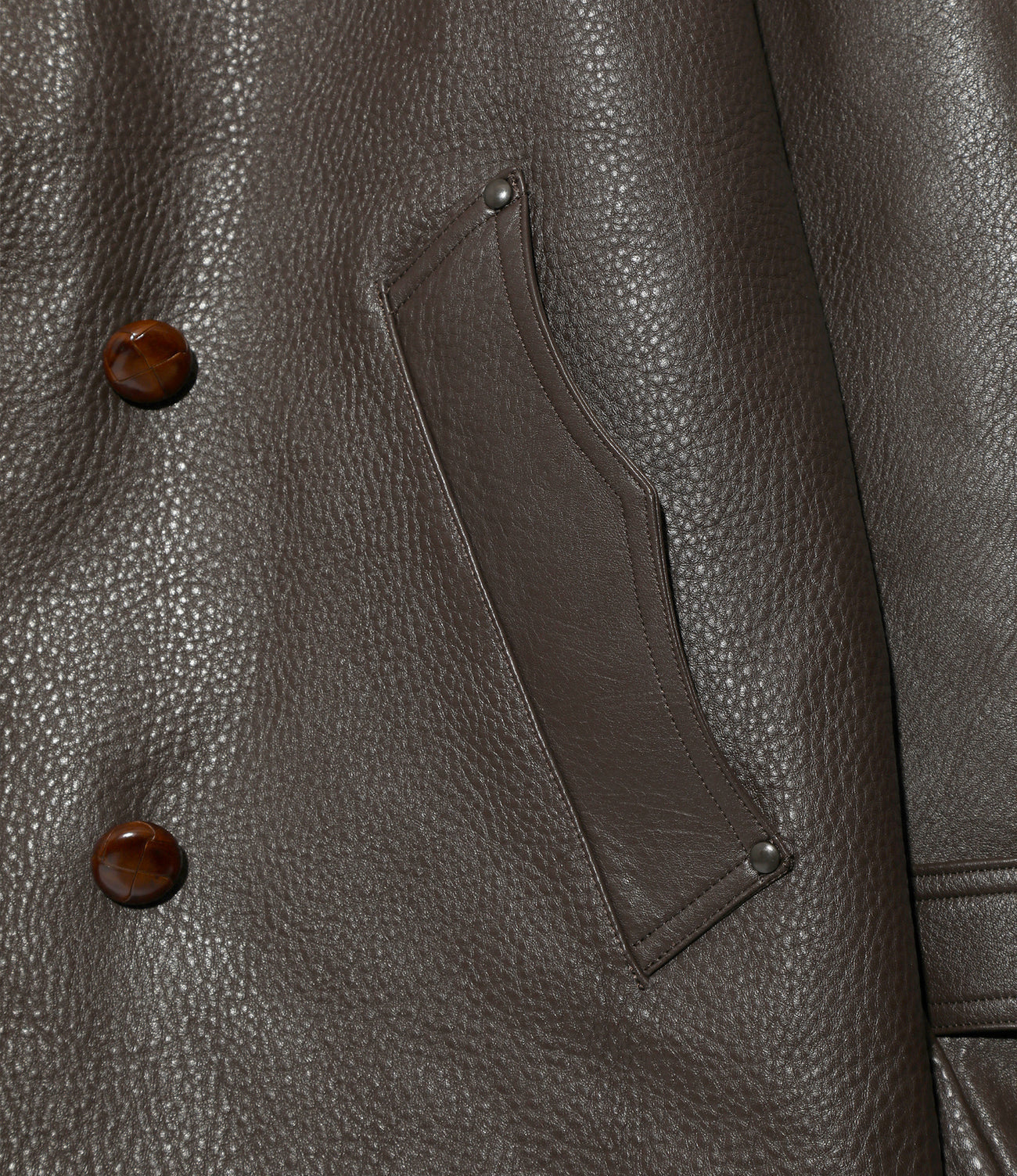 Needles Double Breasted Car Coat - Cow Lthr.