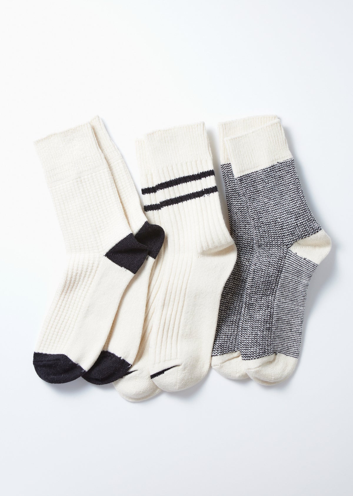 RoToTo RECYCLE COTTON / WOOL DAILY 3 PACK SOCKS