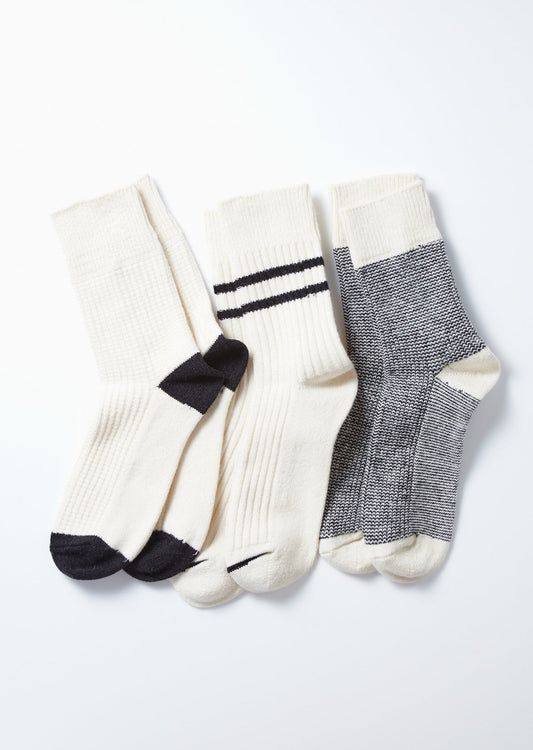 RoToTo RECYCLE COTTON / WOOL DAILY 3 PACK SOCKS