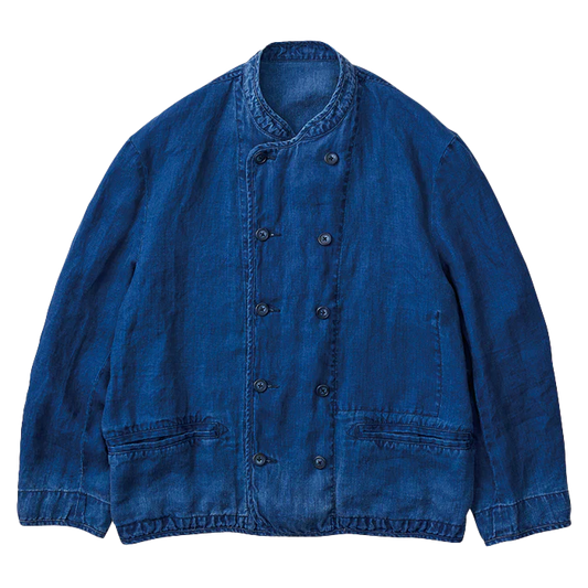 Porter Classic INDIGO LINEN SHORT RIDERS JACKET