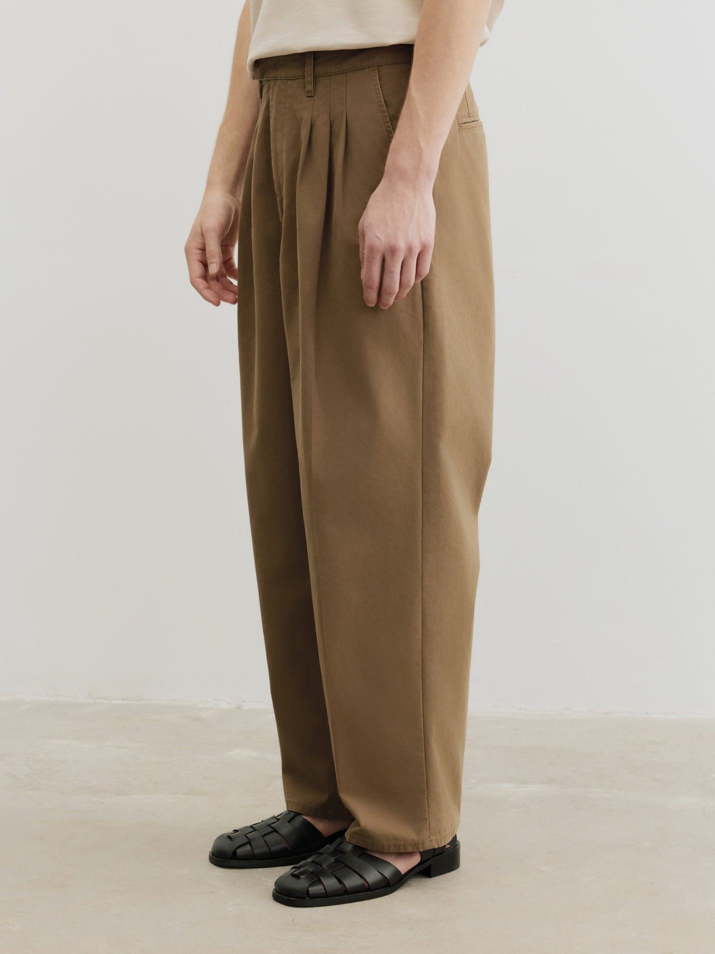 Burcs Three Ply Wide Tuck Chino Pants