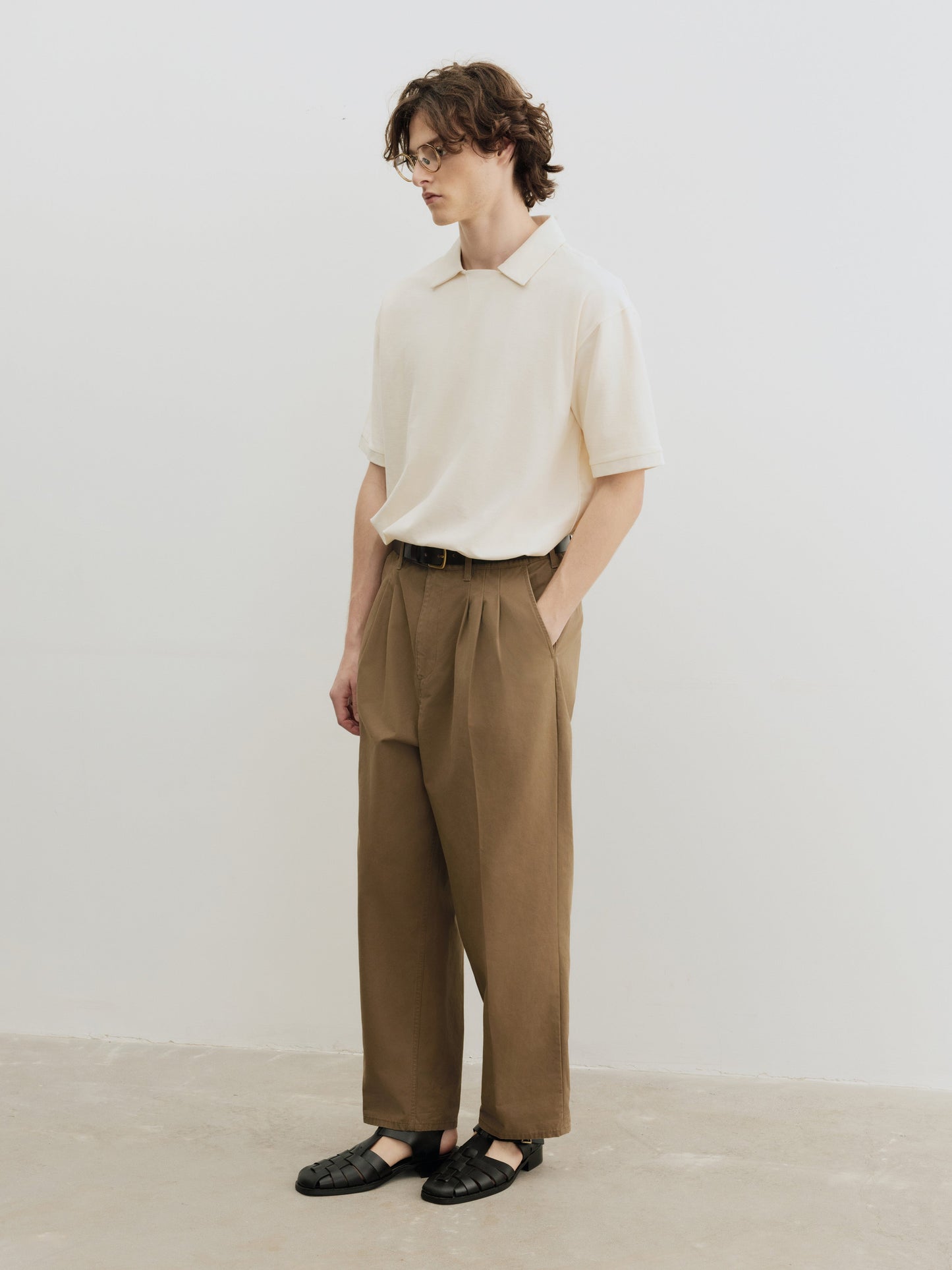 Burcs Three Ply Wide Tuck Chino Pants
