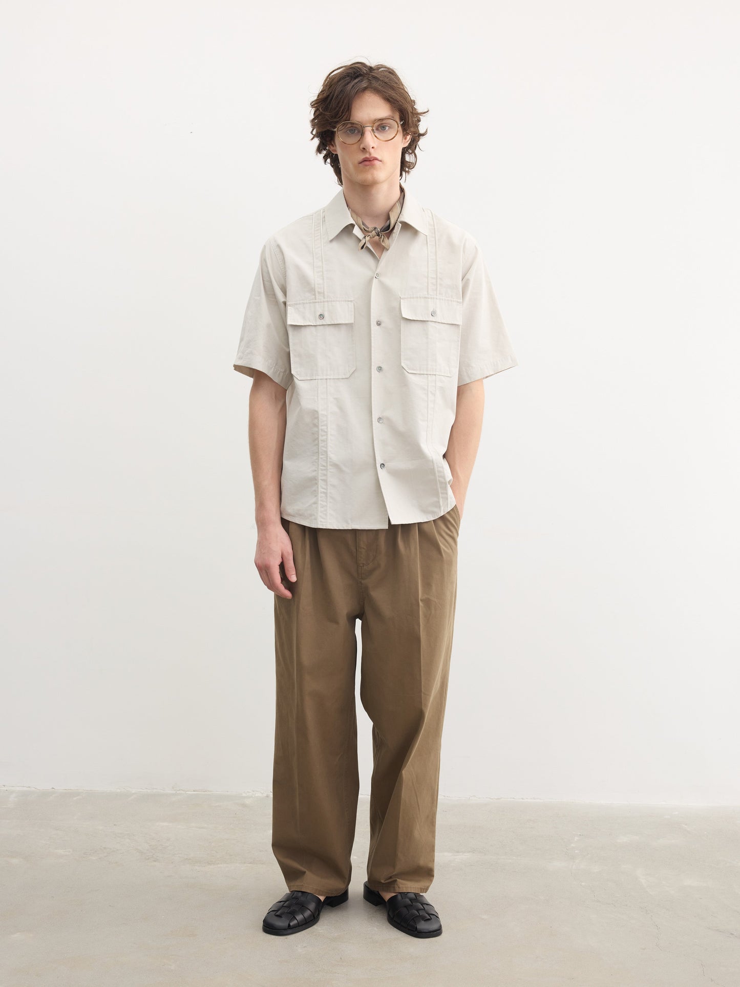 Burcs Three Ply Wide Tuck Chino Pants