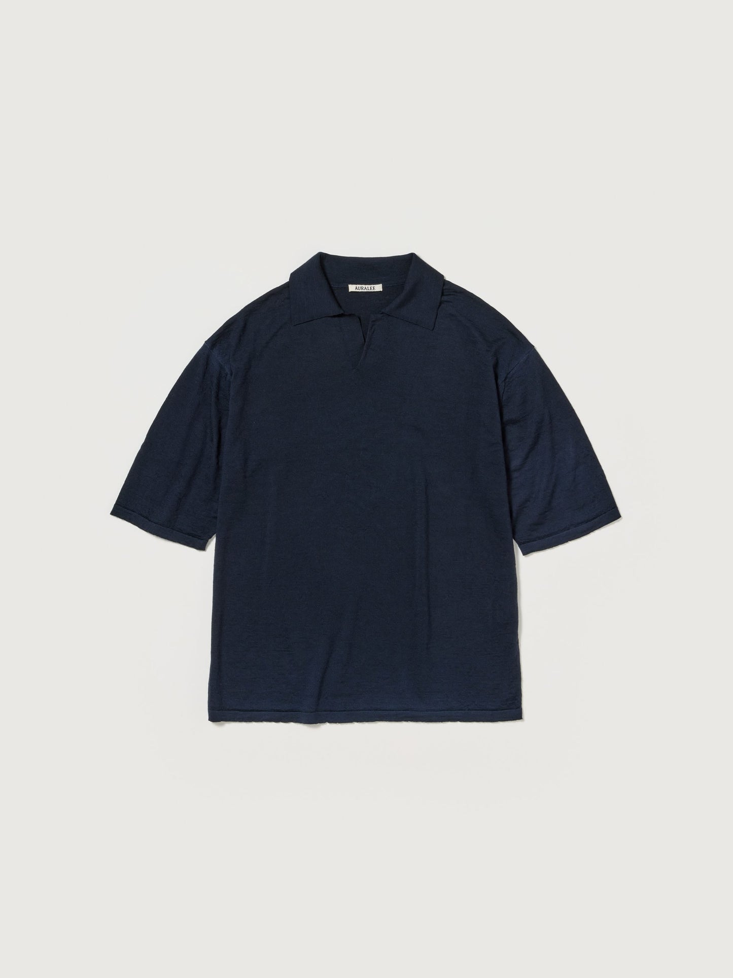 AURALEE PRODUCT DYED WOOL KNIT POLO