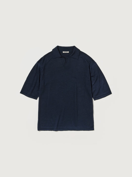 AURALEE PRODUCT DYED WOOL KNIT POLO