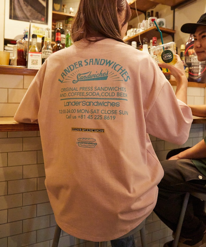 LANDER SANDWICHES x FREAK'S STORE Burger Factory Special Big Silhouette Back Print Crew Neck T-shirt