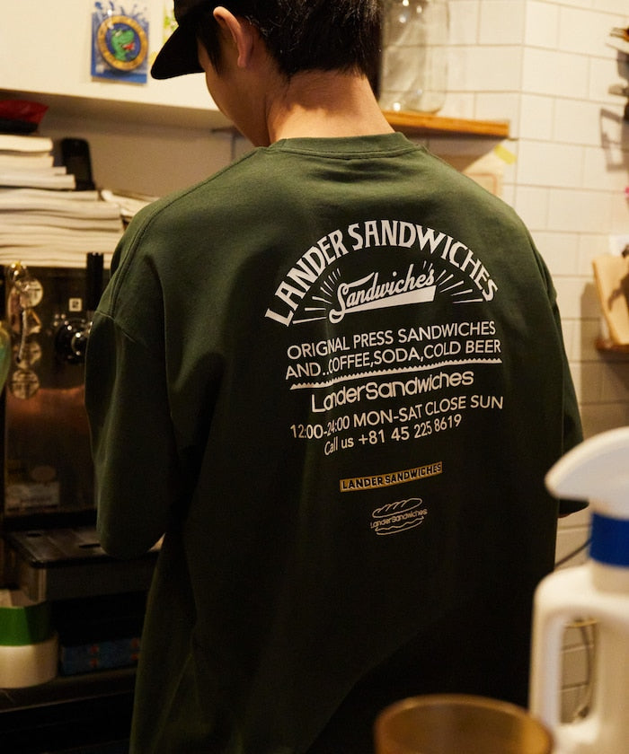 LANDER SANDWICHES x FREAK'S STORE Burger Factory Special Big Silhouette Back Print Crew Neck T-shirt
