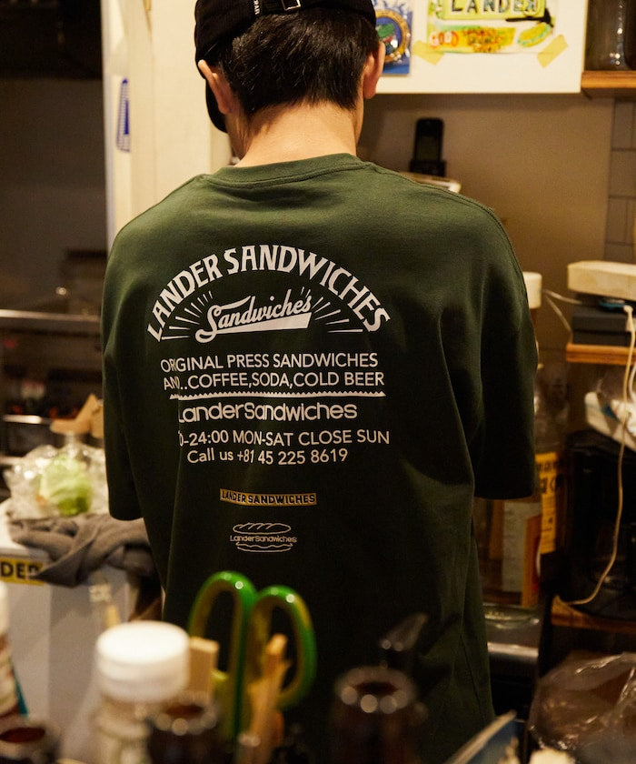 LANDER SANDWICHES x FREAK'S STORE Burger Factory Special Big Silhouette Back Print Crew Neck T-shirt